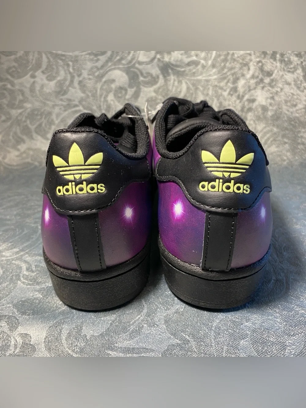 Rare ADIDAS Superstar J Galactic Galaxy Purple Sneakers - Youth 6, Women 7.5 NWT